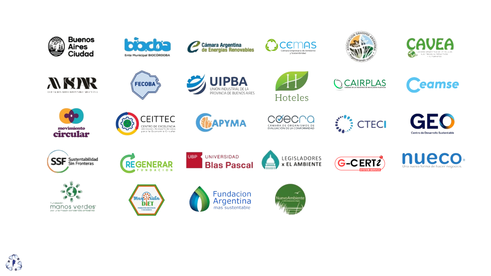 Ciudad CABA. Biocordoba. Cámara de energías renovables. CEMAS. Asociacion Graffeed.Cavea. Amsor. Fecoba. UIPBA. Hoteles verdes. CAIRPLAS. CEAMSE. Movimiento circular. CEIttEC . CAPyMA. COECRA . CE